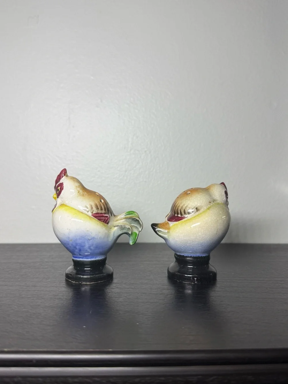 Vintage 1970s Ceramic Chicken / Rooster Salt & Pepper Shakers Made In Japan
